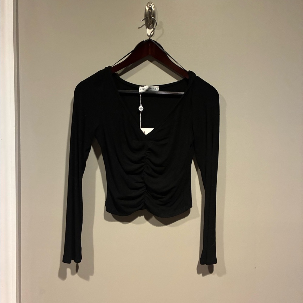 Hello Molly Black Ruched Blouse